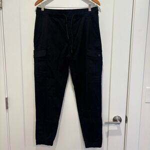 Iron Co Mens Cargo Jogger Pants Black Size M Drawstring Elastic Waist Stretch